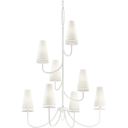 Marcel 8 Light Tiered Chandelier by Troy. Made from hand worked iron in a modern style.