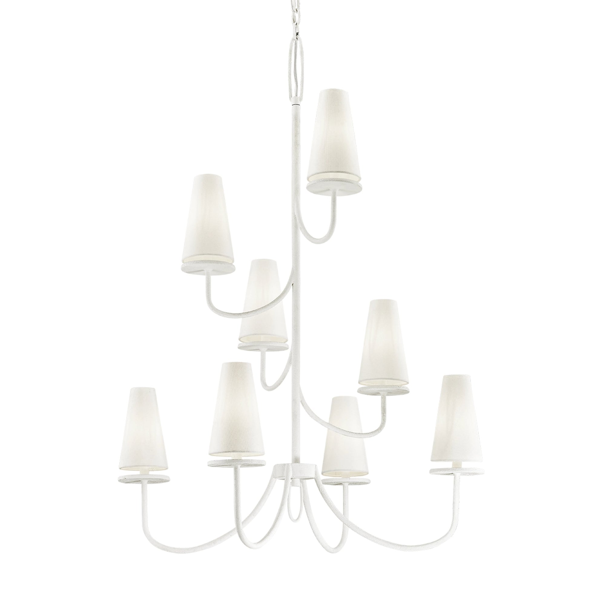 Marcel 8 Light Tiered Chandelier by Troy. Made from hand worked iron in a modern style.