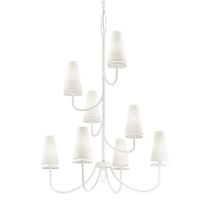 Marcel 8 Light Tiered Chandelier by Troy. Made from hand worked iron in a modern style.