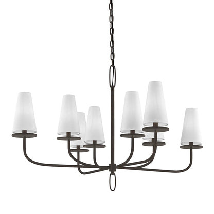 Marcel 8-Light Chandelier by Troy in textured bronze. Made from hand worked iron in a traditional style.