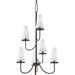 Marcel 6 Light Chandelier by Troy. Made from hand worked iron in a modern style.