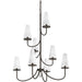Marcel 8 Light Tiered Chandelier by Troy. Made from hand worked iron in a modern style.