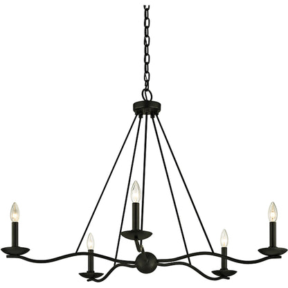 Sawyer Chandelier by Troy in forged iron. Made from unique in a transitional style.