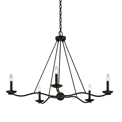 Sawyer Chandelier by Troy in forged iron. Made from unique in a transitional style.