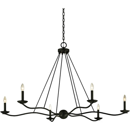 Sawyer Chandelier by Troy in forged iron. Made from unique in a transitional style.