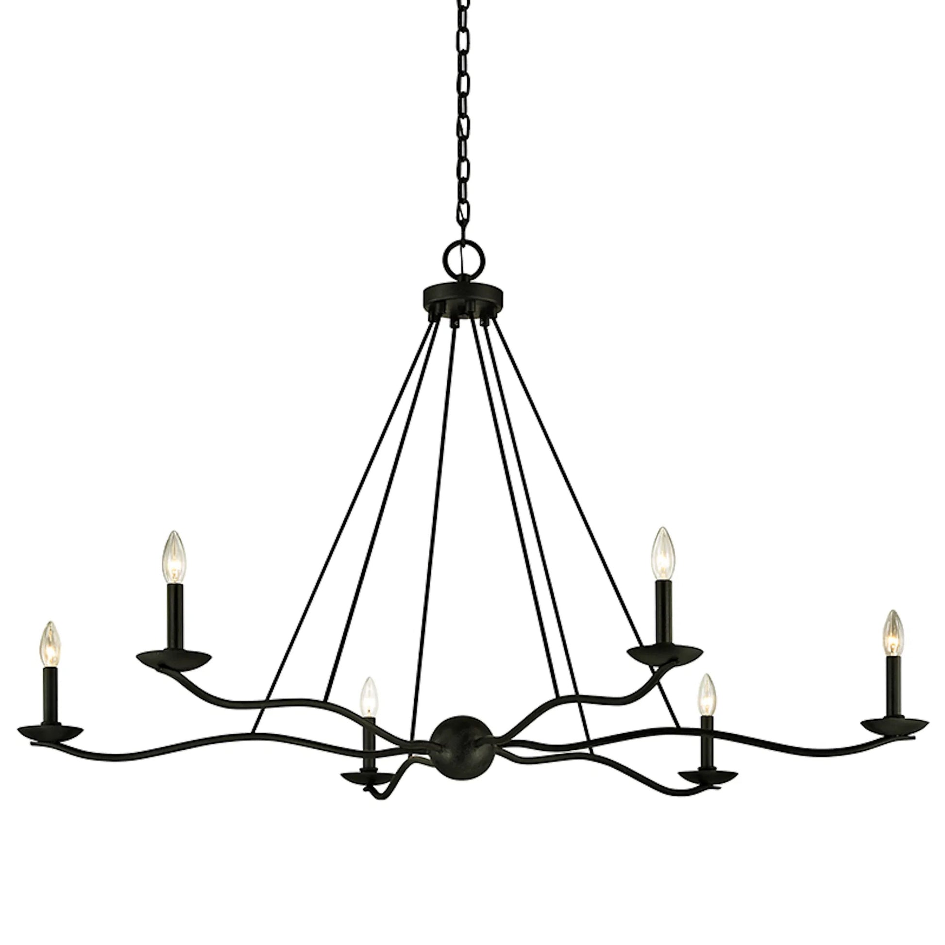 Sawyer Chandelier by Troy in forged iron. Made from unique in a transitional style.