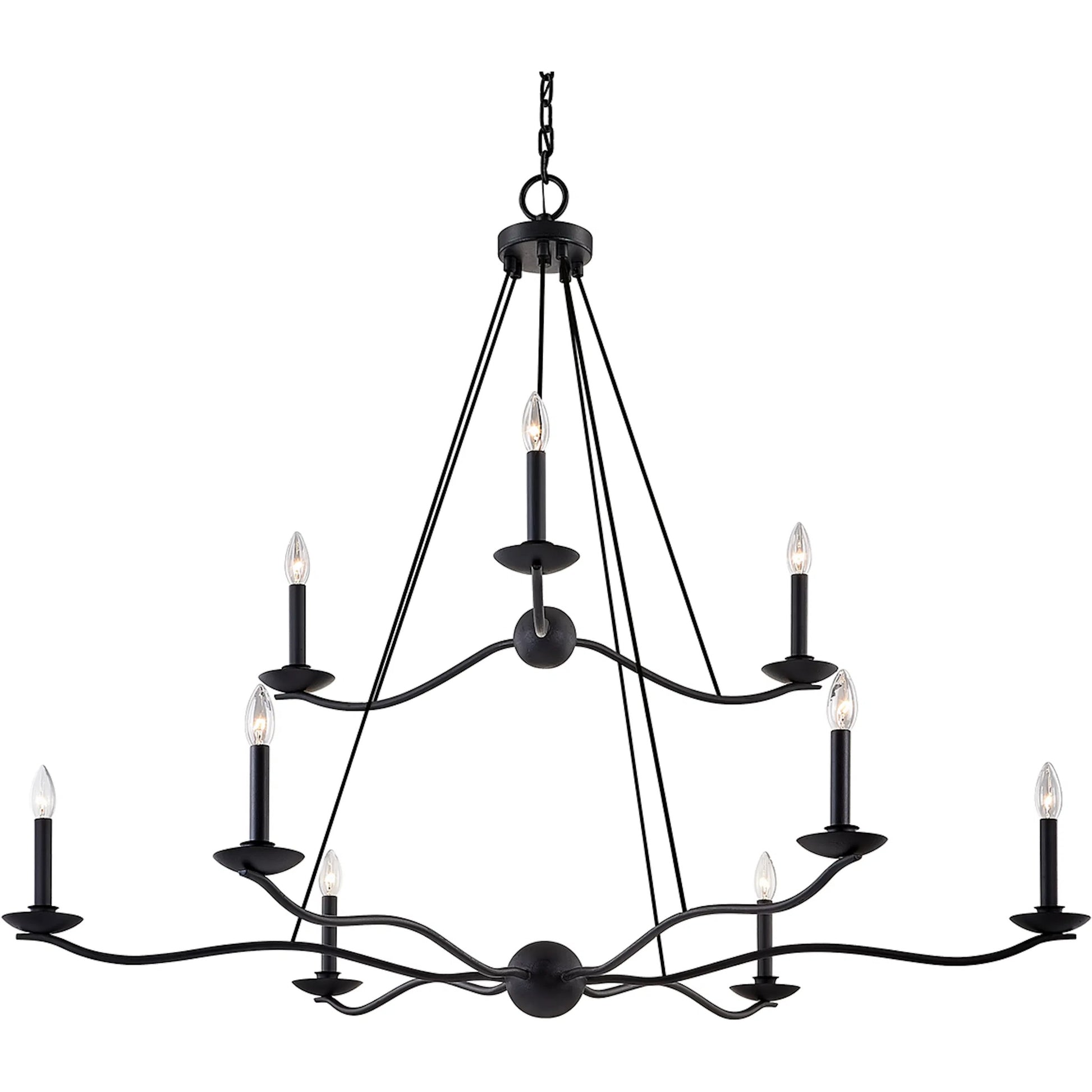 Sawyer Chandelier by Troy in forged iron. Made from unique in a transitional style.