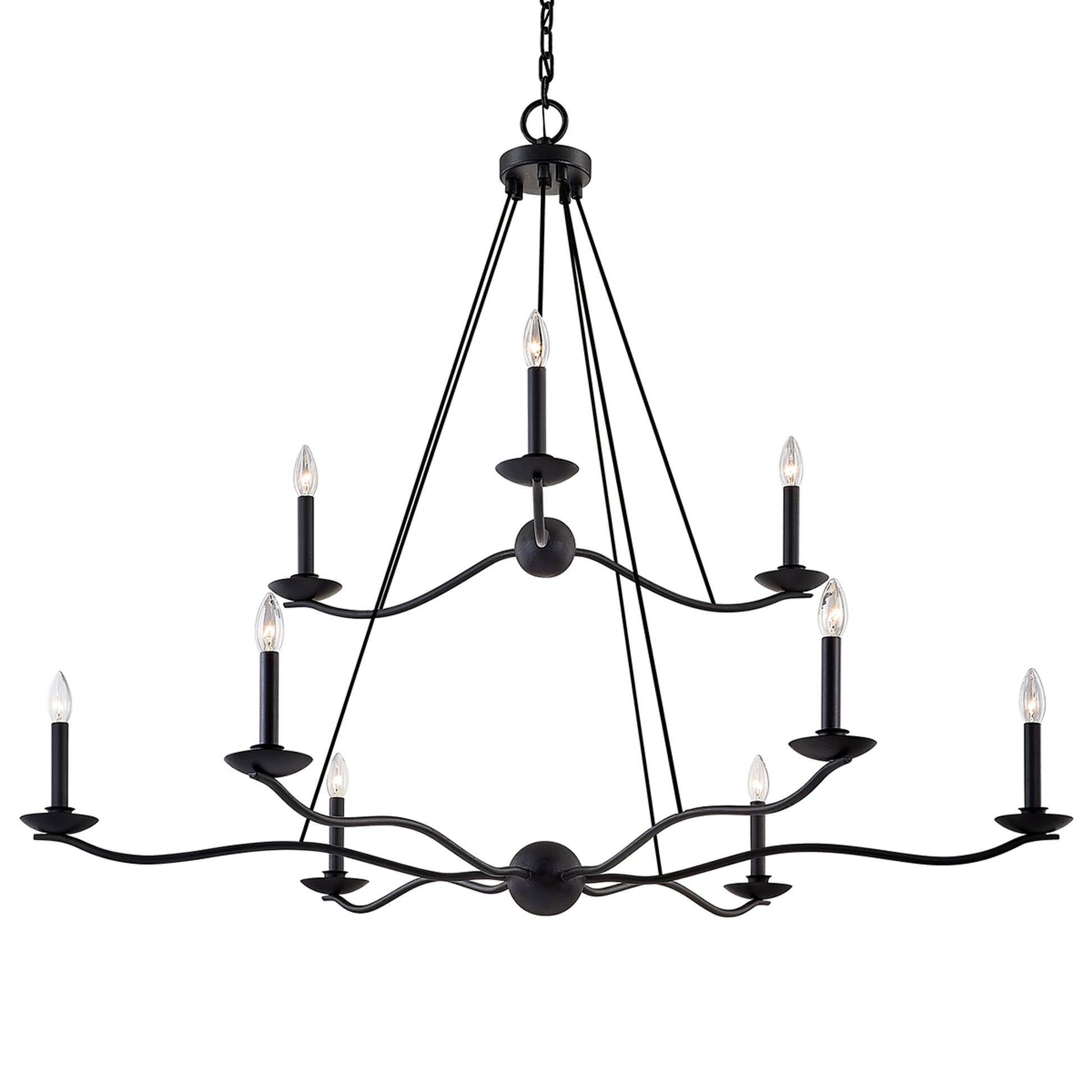 Sawyer Chandelier by Troy in forged iron. Made from unique in a transitional style.