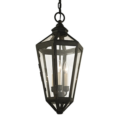 Calabasas Hanging Lantern by Troy in vintage bronze. Made from hand worked iron in a cottage & farmhouse style.