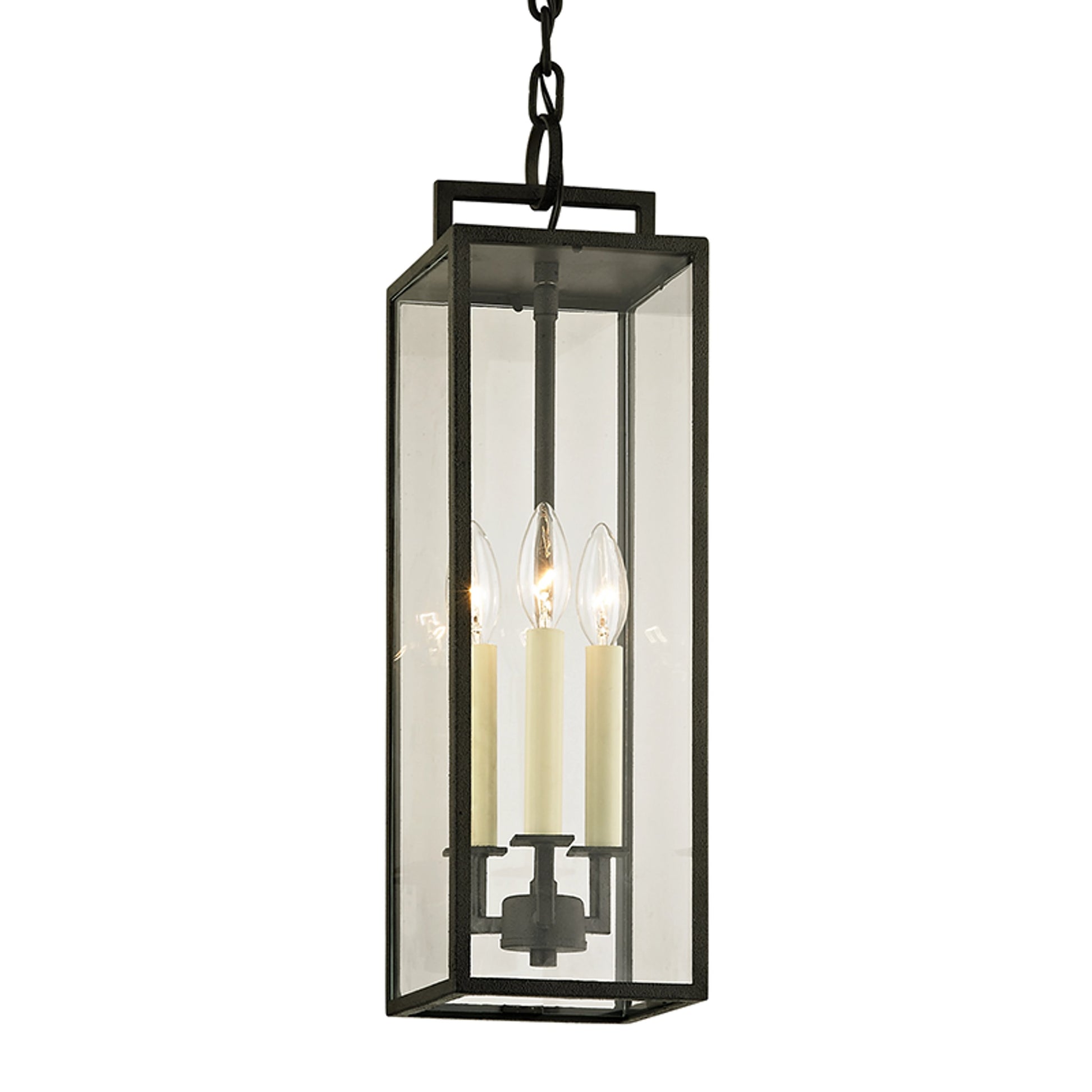 Beckham Outdoor Pendant by Troy in forged iron. Made from hand worked iron in a modern style.