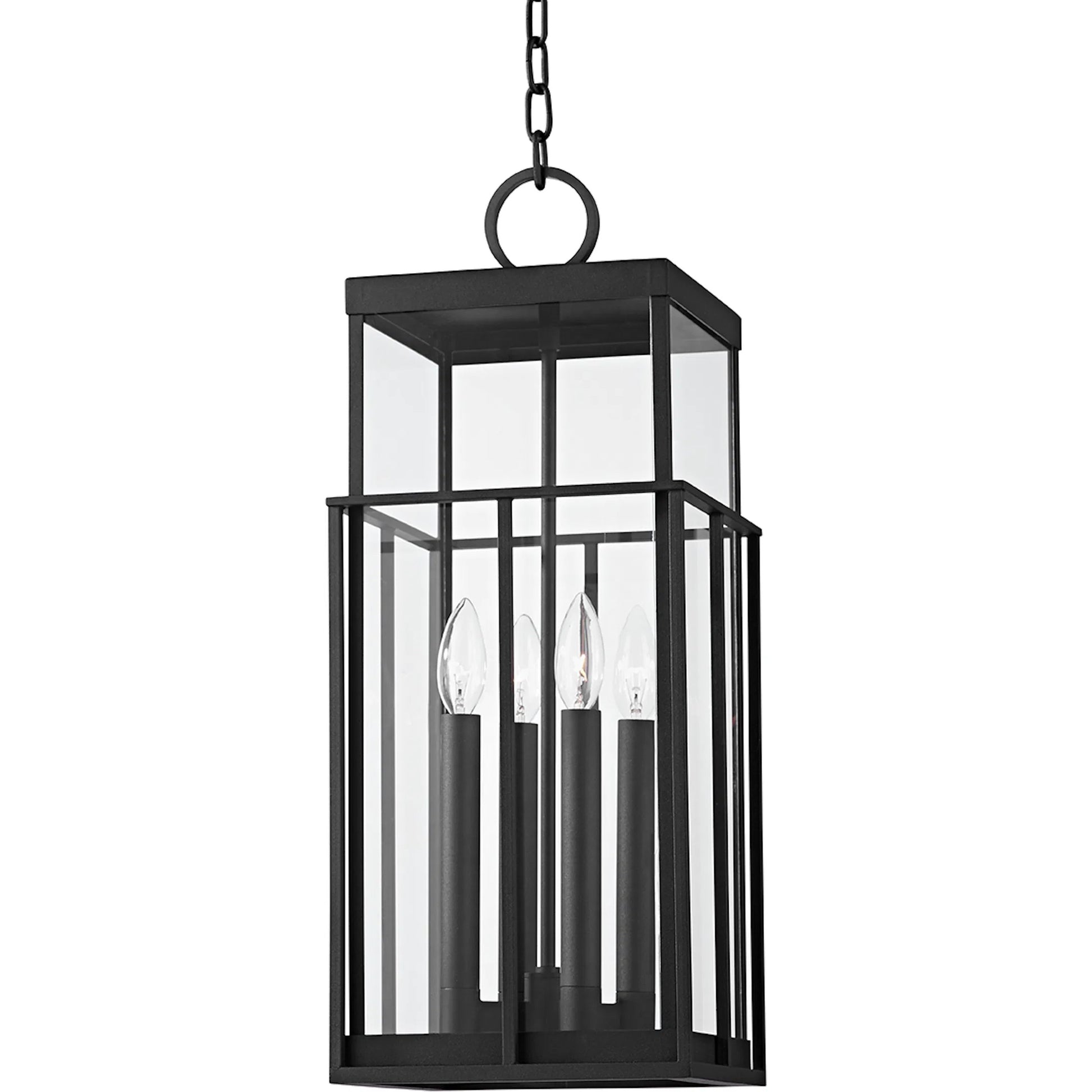 Longport Exterior Lantern by Troy in textured black. Made from aluminum, stainless steel in a transitional style.