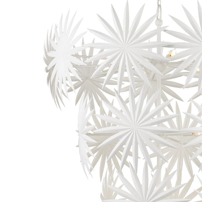 Bismarkia Chandelier by Currey and Company in gesso white. Made from wrought iron in a modern style.