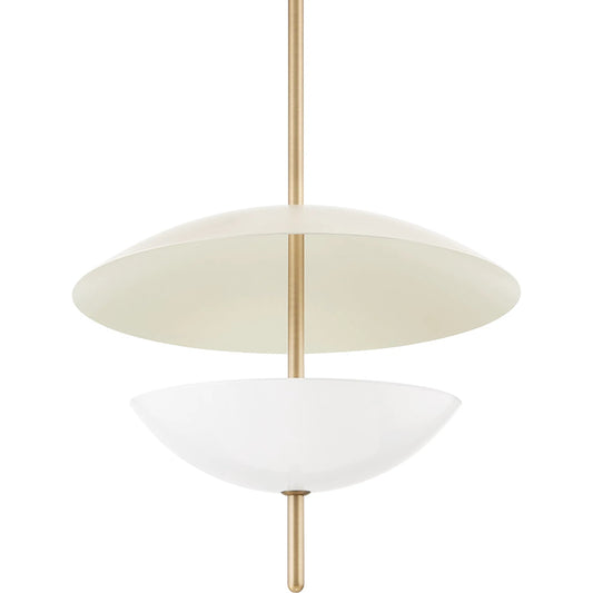 Dion Pendant by Troy in patina brass. Made from steel, aluminum in a modern style.