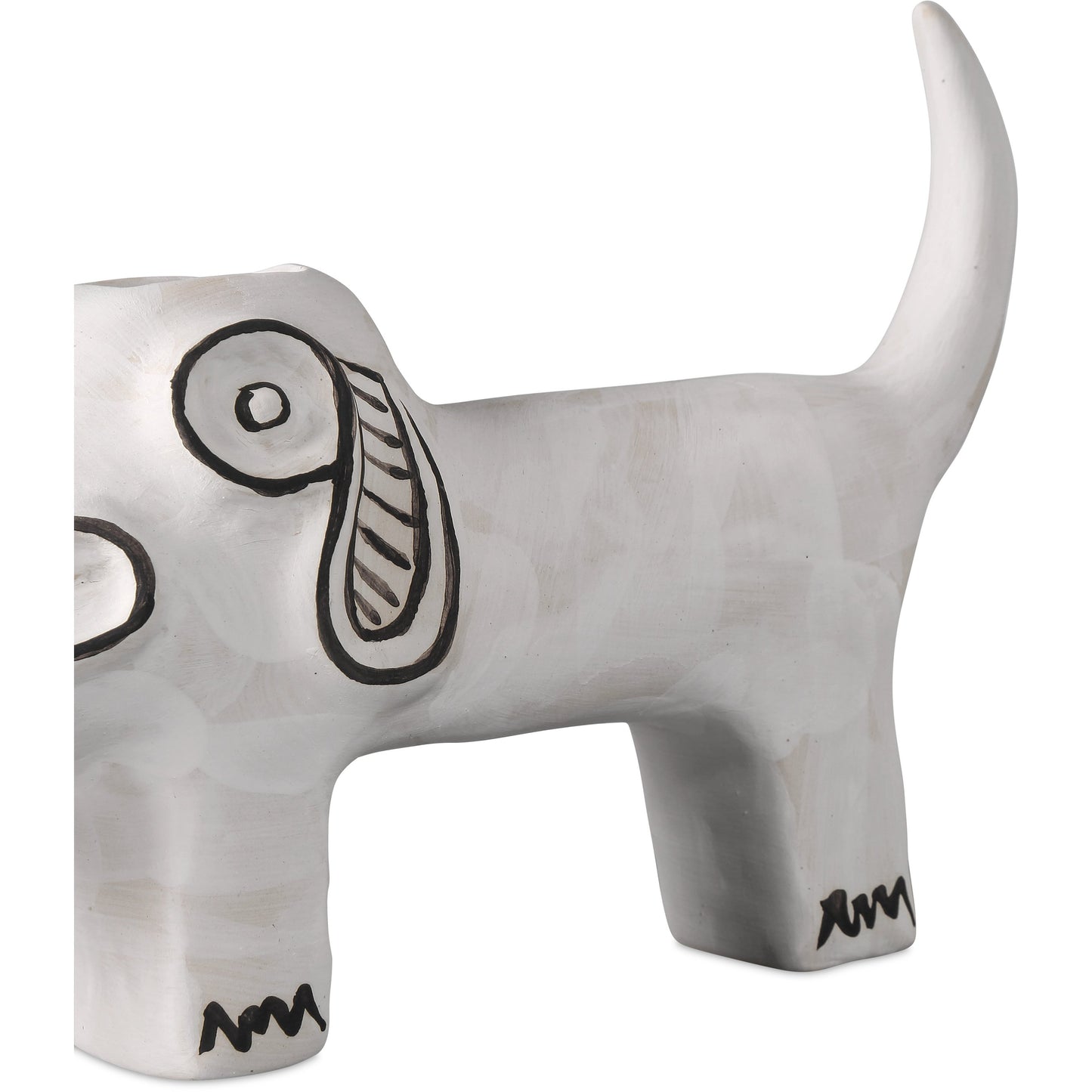 004 SI-2134091 | Closeup | Spot the Dog by Currey and Company in washed white, black. Made from porcelain in a eclectic & global style.