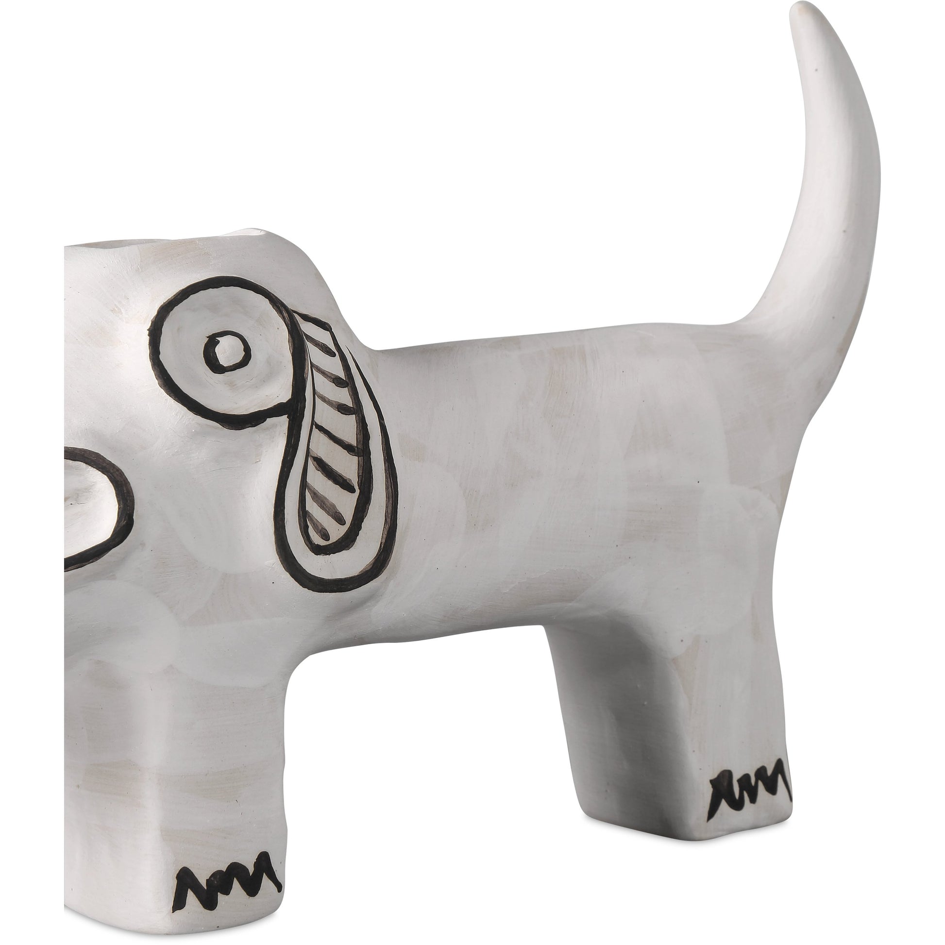 Spot the Dog by Currey and Company in washed white, black. Made from porcelain in a eclectic & global style.