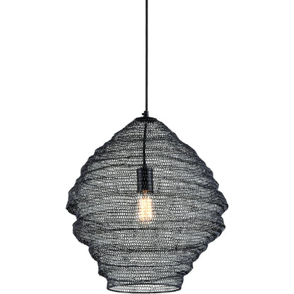 Wabi Sabi Pendant by Troy in black. Made from hand worked iron in a cottage & farmhouse style.