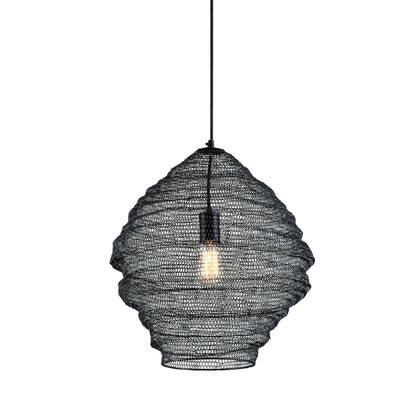 Wabi Sabi Pendant by Troy in black. Made from hand worked iron in a cottage & farmhouse style.