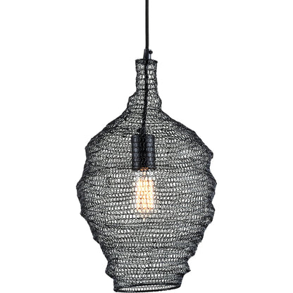 Wabi Sabi Pendant by Troy in black. Made from hand worked iron in a unique style.