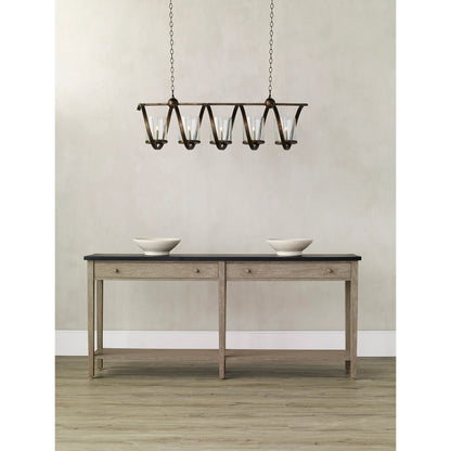 Maximus Chandelier by Currey and Company. Made from wrought iron, glass in a modern style.