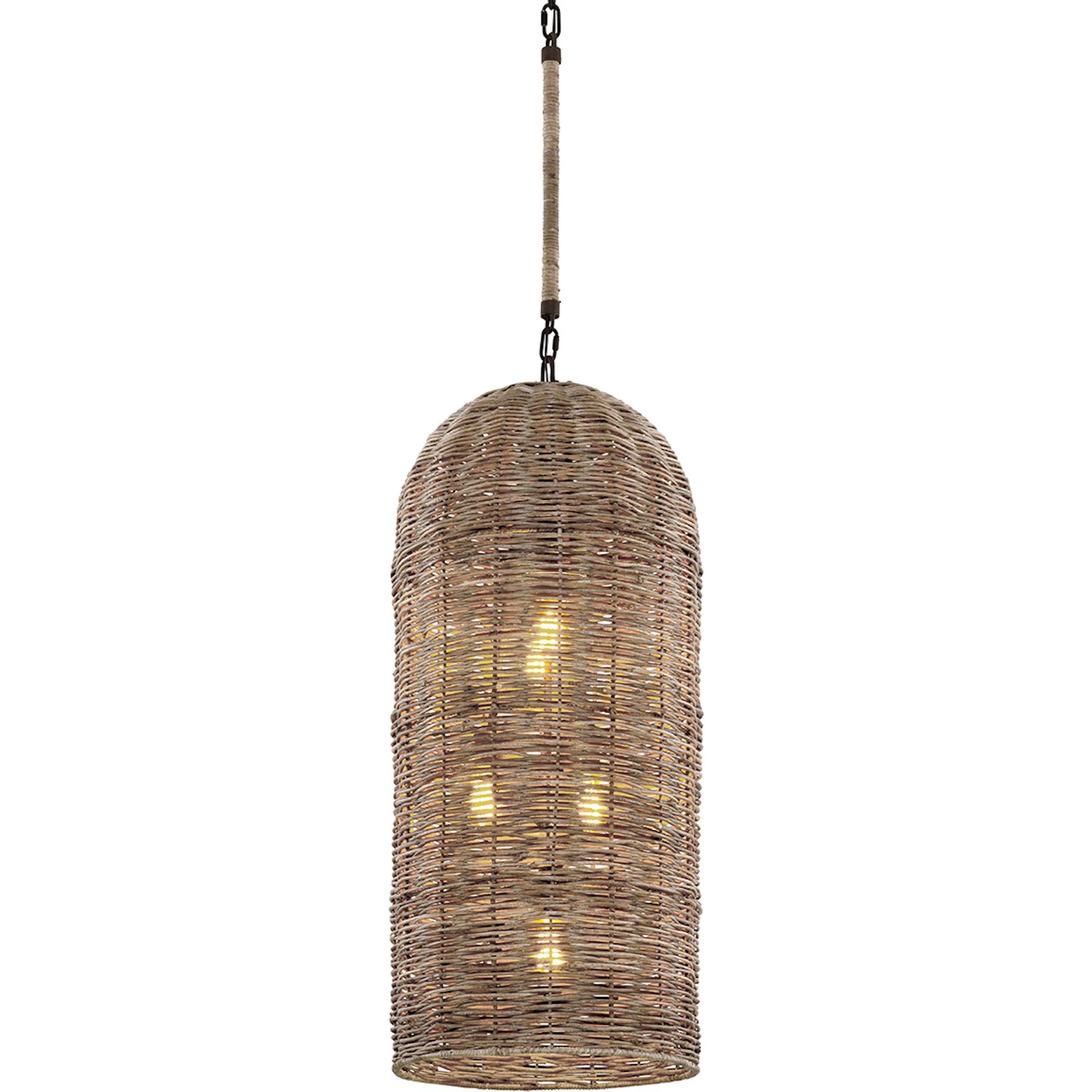 Huxley Pendant by Troy in textured bronze. Made from hand worked iron in a rustic style.