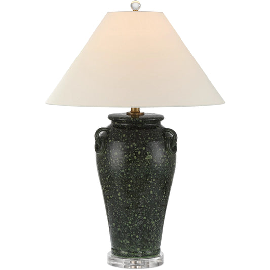 Junko Table Lamp by Currey and Company in green, clear. Made from terracotta, optic crystal in a unique style.