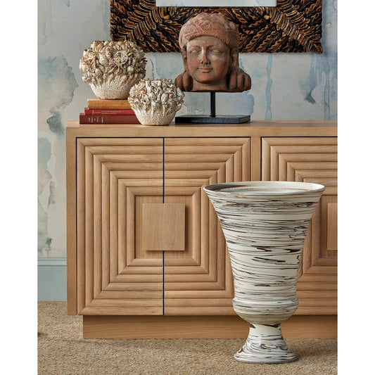 Jejune Footed Vase by Currey and Company in beige, brown. Made from porcelain in a eclectic & global style.