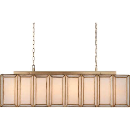 Daze Chandelier by Currey and Company in white, antique brass. Made from glass, brass, metal in a modern style.