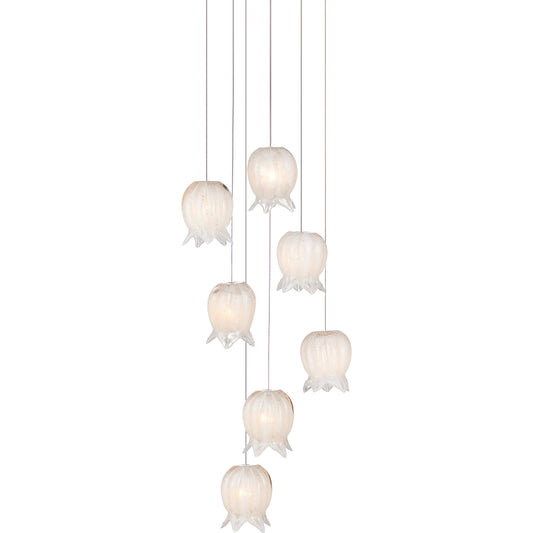 Polpo 7-Light Multi-Drop Pendant by Currey and Company. Made from art glass, metal in a modern style.