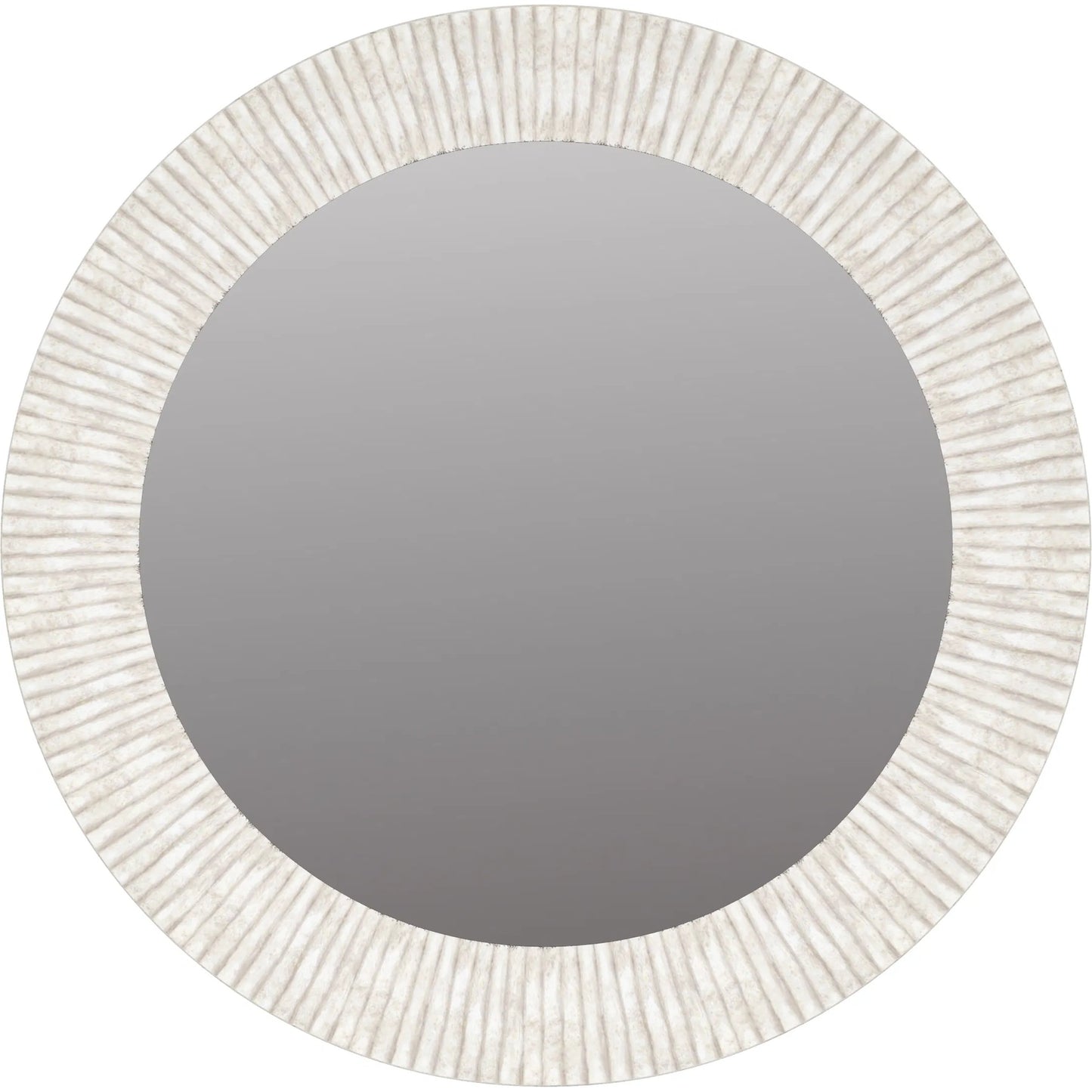 001 SI-2356181 | Primary Silo | Ashlar Round Mirror by A.R.T. Furniture in bisque. Made from parawood solids, resin, glass in a transitional style.