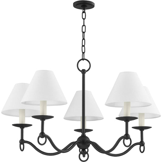 Massi 5 Light Chandelier by Troy in forged iron. Made from steel in a transitional style.
