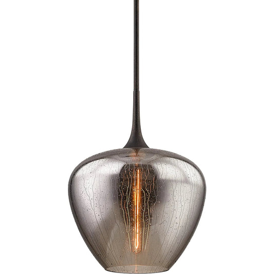West End Pendant by Troy in vintage bronze. Made from hand worked iron in a unique style.