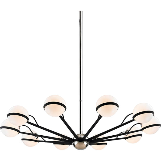 Ace Chandelier by Troy. Made from hand worked iron in a modern style.