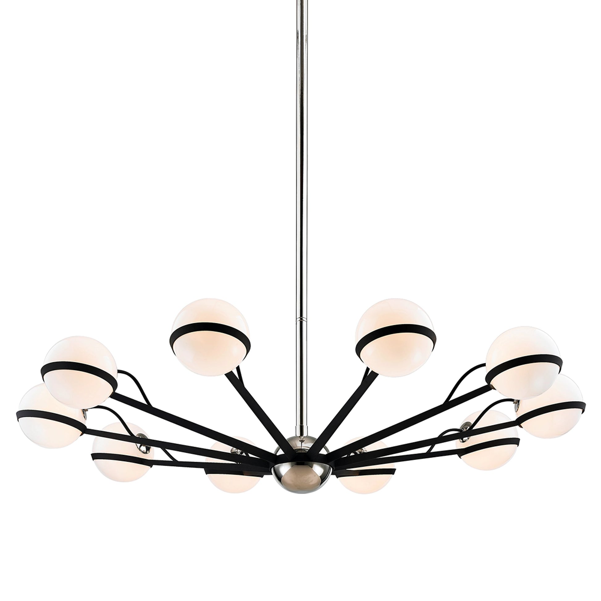 Ace Chandelier by Troy. Made from hand worked iron in a modern style.