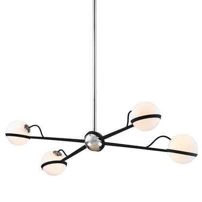 Ace 4-Light Linear Pendant by Troy in textured black, polish nickel. Made from hand worked iron in a modern style.
