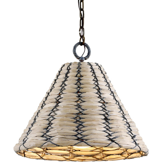 Solana Chandelier by Troy in earthen bronze. Made from hand worked iron in a unique style.