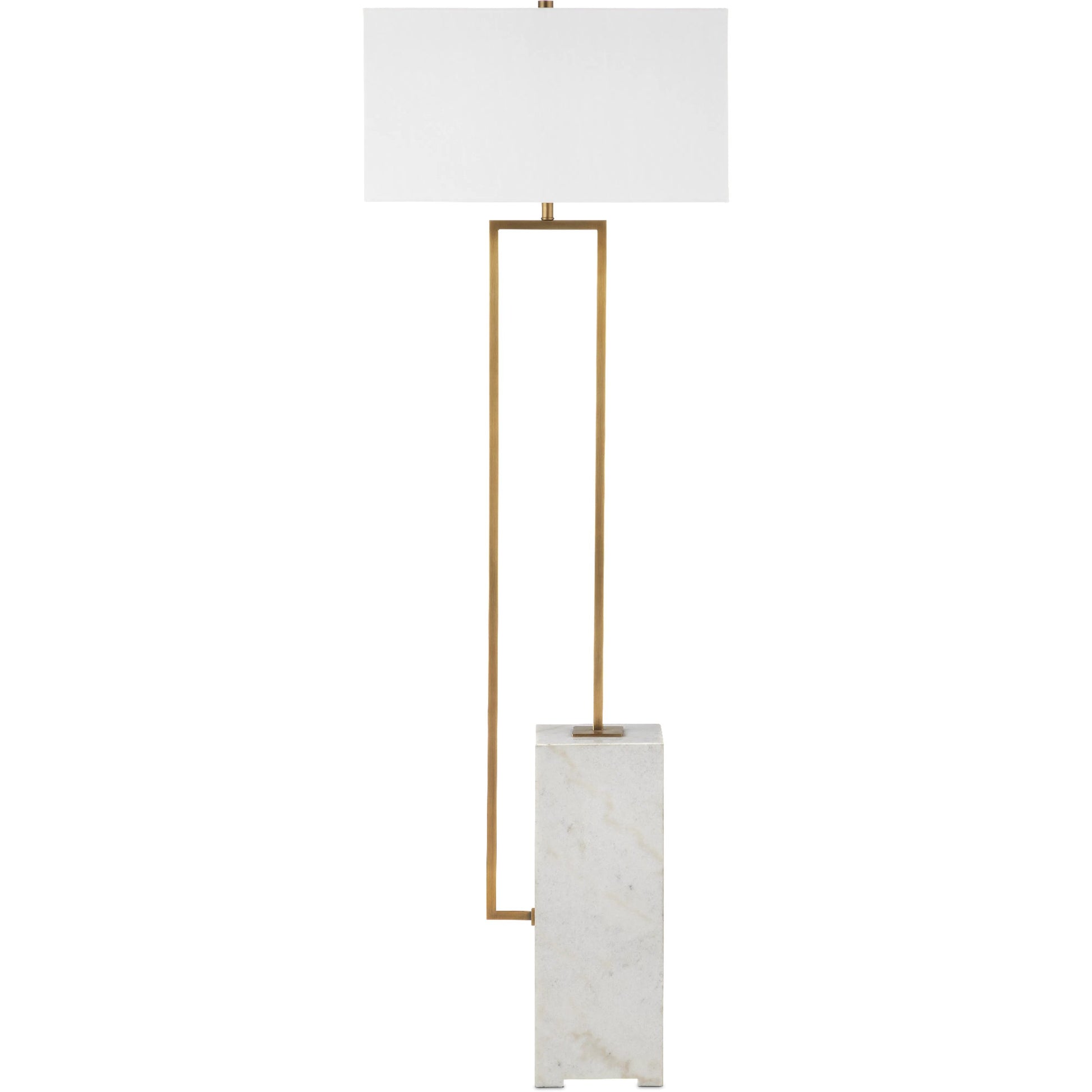 Beside Floor Lamp by Currey and Company in white, antique brass. Made from marble, metal in a modern style.