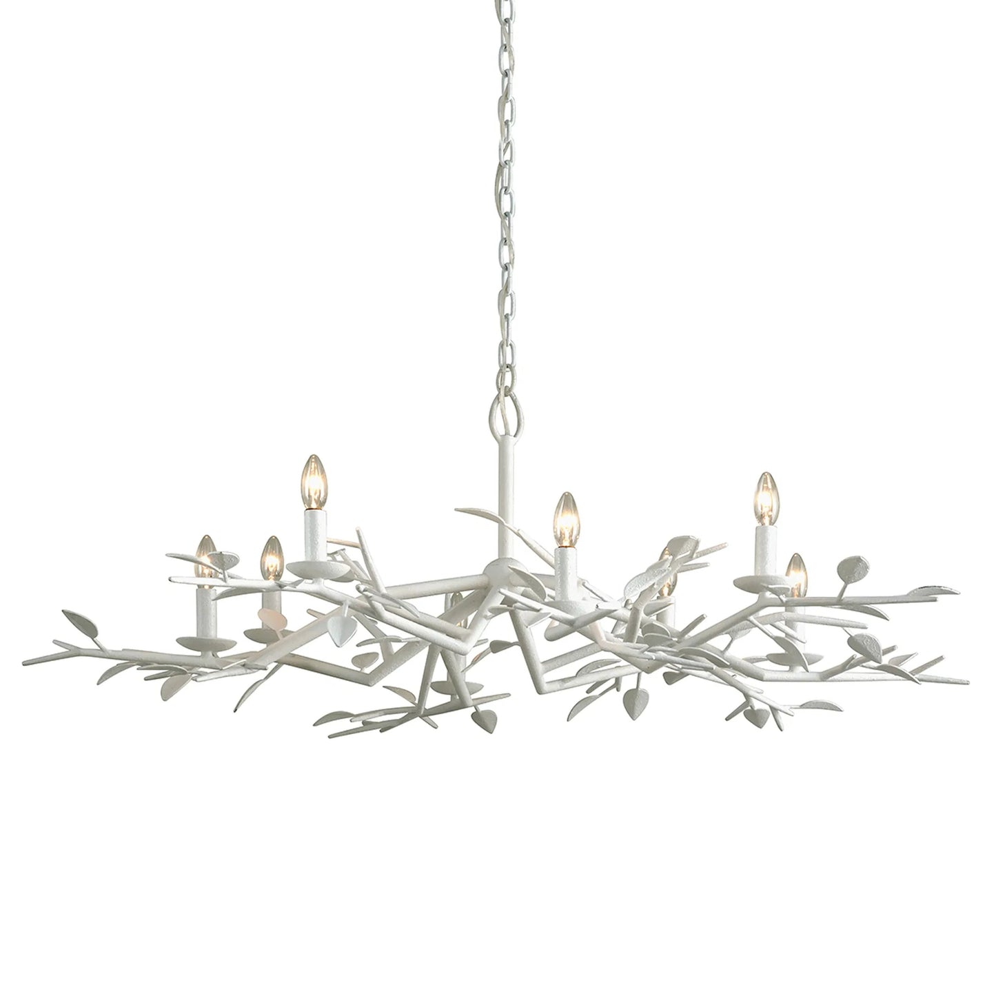 001 SI-2327732 | Primary Silo | Aubrey 8-Light Chandelier by Troy in gesso white. Made from hand worked iron in a modern style.
