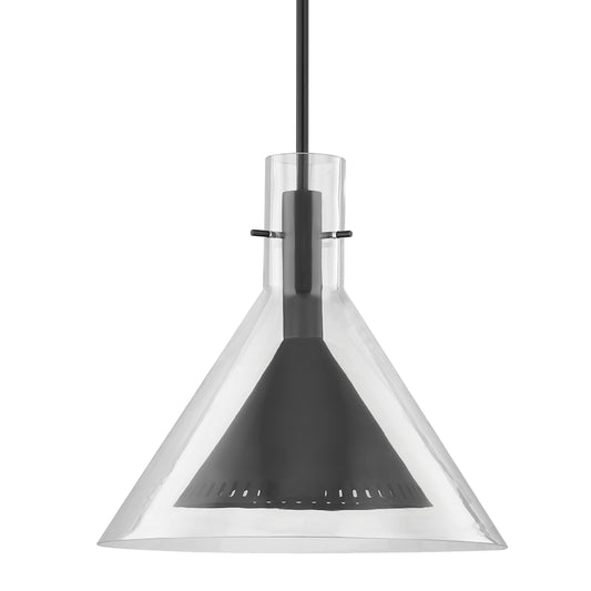 Atticus Pendant by Troy in hand-worked iron. Made from satin black in a modern style.