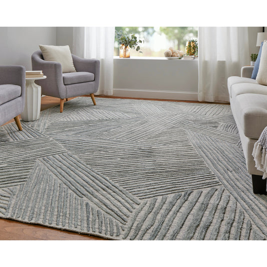 Elias Rug - ELS69FYF by Feizy in green, ivory, tan. Made from viscose, wool in a unique style.