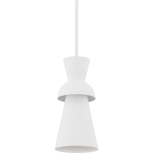 Florence Pendant by Troy in gesso white. Made from iron, steel in a modern style.