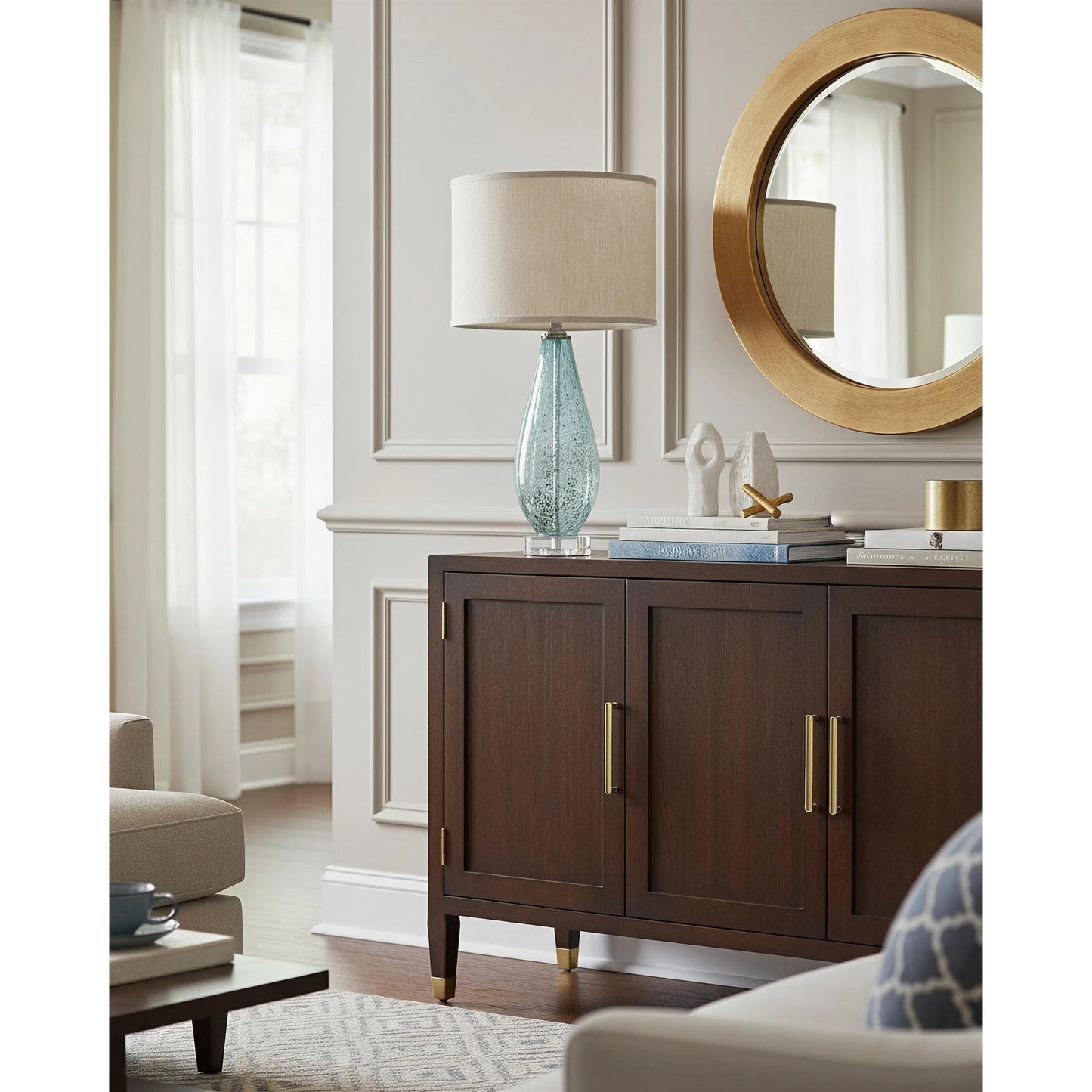 029 S-223223 | Lifestyle | Optimist Table Lamp by Currey and Company. Made from glass, optic crystal in a traditional style.
