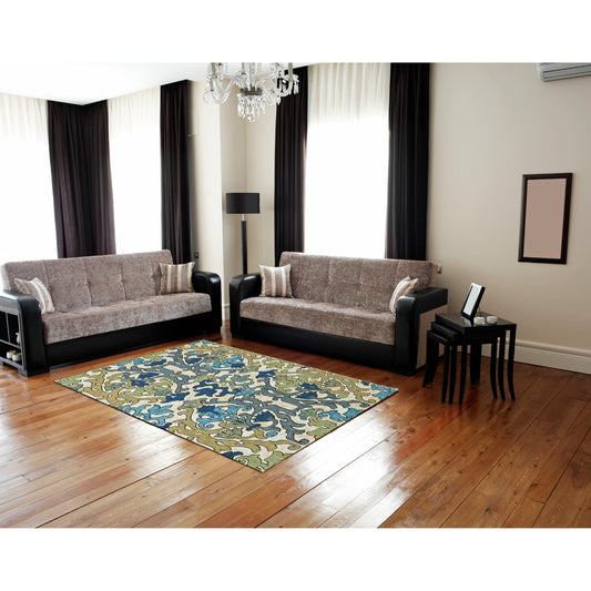 Brixton & Botanical Rug - 3619F by Feizy in gray, green, tan. Made from polypropylene in a unique style.