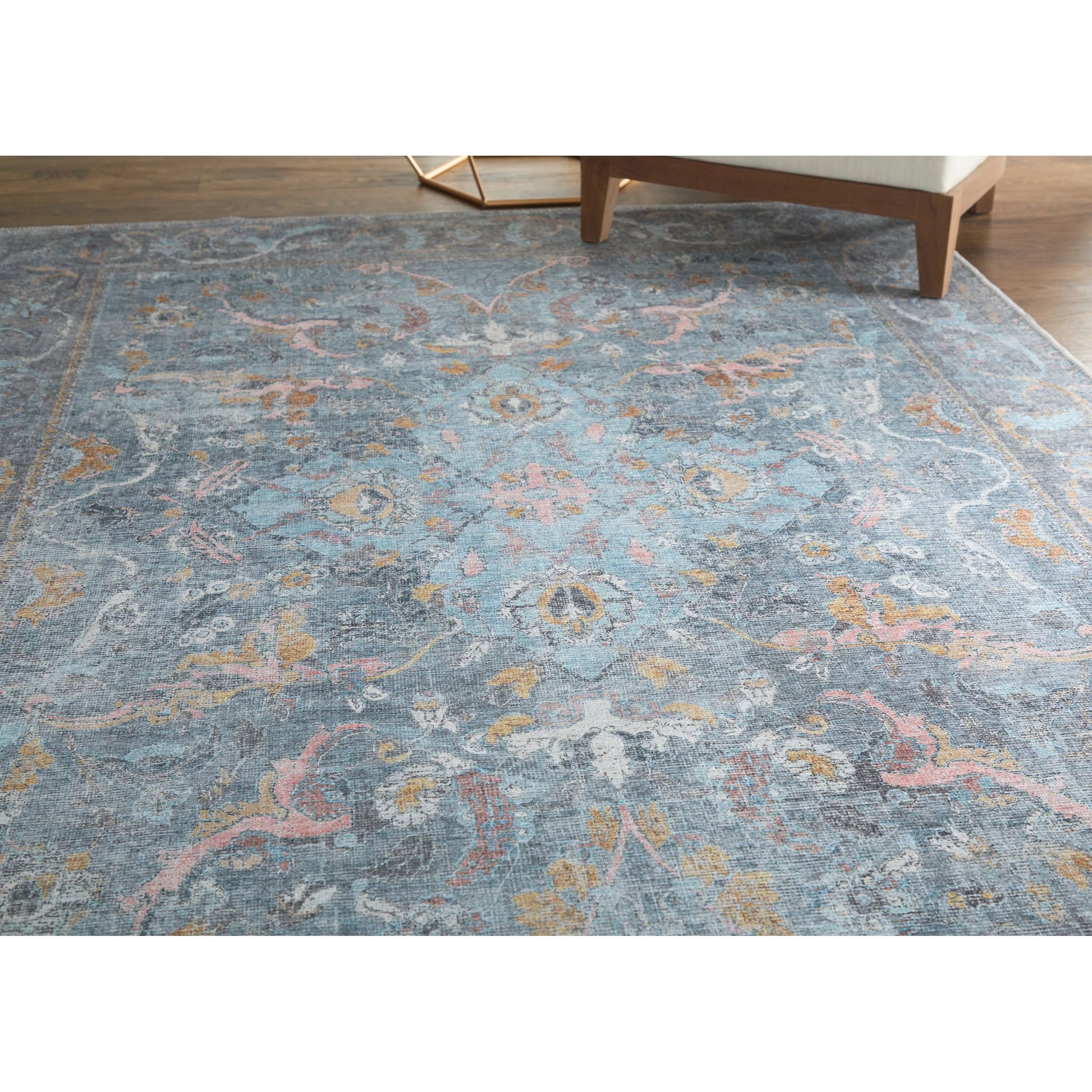 Percy Transitional Rug - 39AFF by Feizy in blue, gray, orange. Made from polyester in a unique style.