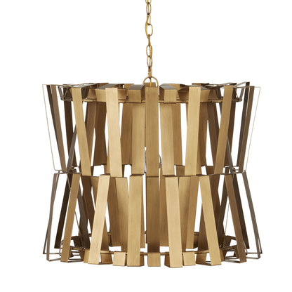 Chaconne Chandelier by Currey and Company in brass. Made from wrought iron in a modern style.
