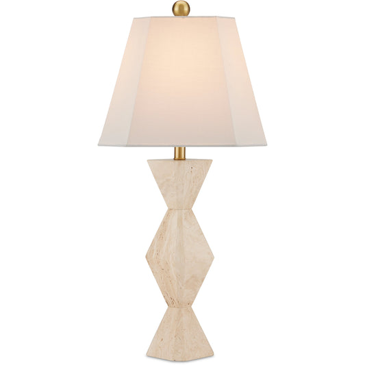 Estelle Table Lamp by Currey and Company in natural. Made from travertine in a modern style.