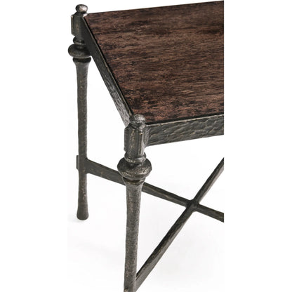 Terravita Square Side Table by Jonathan Charles in black caldera oak. Made from oak veneer in a cottage & farmhouse style.