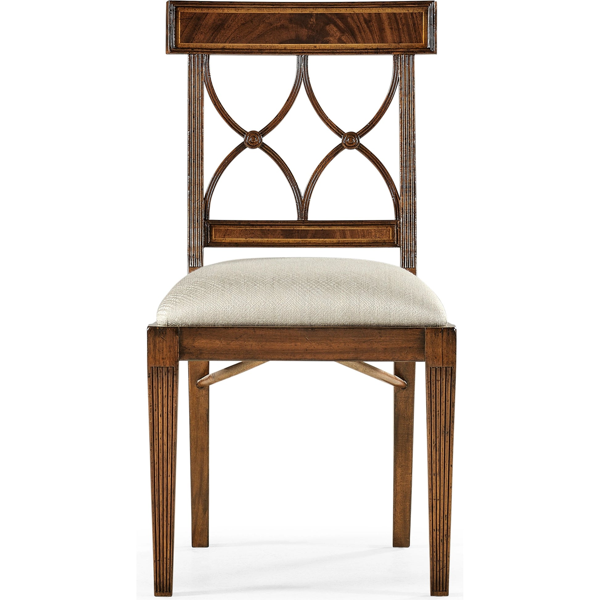 Buckingham Regency Mahogany Curved Back Side Chair by Jonathan Charles in medium antique mahogany. Made from acacia in a modern style.