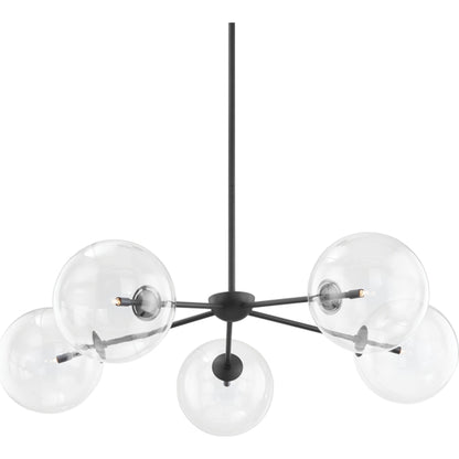 Madrid Chandelier by Troy in soft black. Made from iron, steel in a modern style.