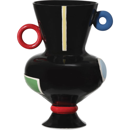 Fauvist Vase by Currey and Company in black, green, red, yellow, orange. Made from porcelain in a eclectic & global style.
