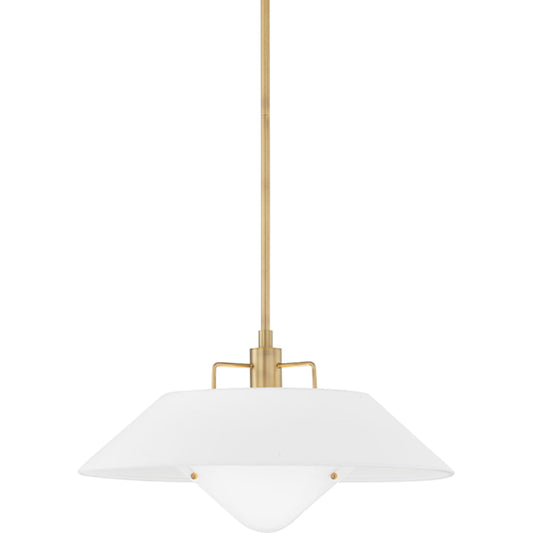 Otto Pendant by Troy in patina brass. Made from iron, steel in a transitional style.